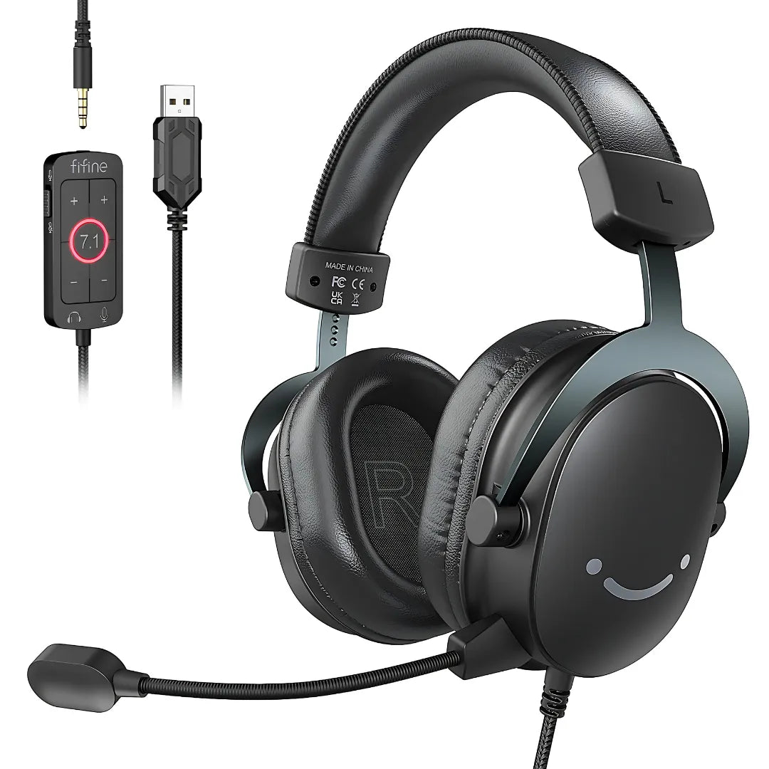 Fifine H9W Gaming Headset with 7.1 Surround Sound and Detachable Microphone