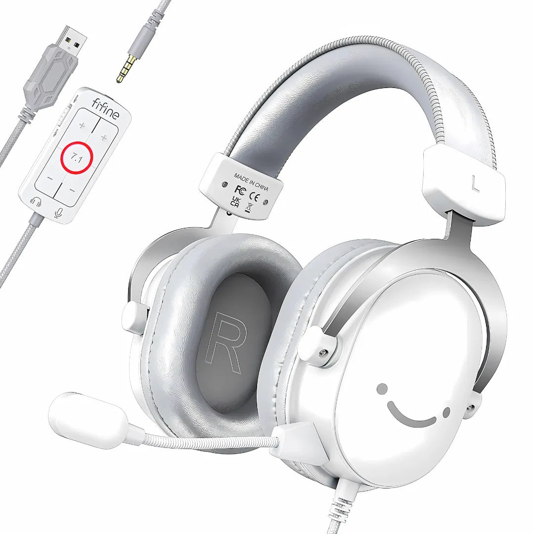 Fifine H9W Gaming Headset with 7.1 Surround Sound and Detachable Microphone