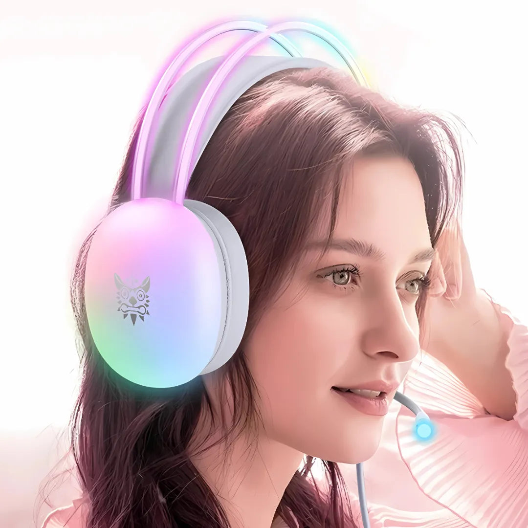 Pink Pro Wired Gaming Headset with LED Lights – Compatible with PS4, PC and Laptop