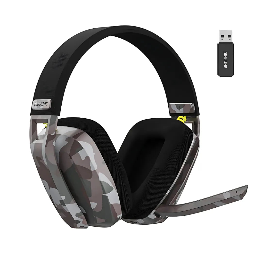 Wireless Gaming Headset Binnune BW06 with Dual Mode, 50mm Drivers and 63h Battery Life